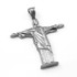 Polished White Gold Jesus Christ The Redeemer Cross Brazil Rio Statue Pendant