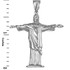 Polished White Gold Jesus Christ The Redeemer Cross Brazil Rio Statue Pendant