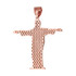 Polished Rose Gold Jesus Christ The Redeemer Cross Brazil Rio Statue Pendant