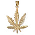 Yellow Gold Marijuana Weed DC Pendant