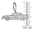 White Gold Textured Race Car #3 Charm Pendant
