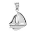 Polished White Gold Sail Boat Pendant Necklace