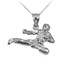 White Gold Karate Kick DC Charm Necklace