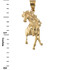 Yellow Gold Stallion Horse Satin DC Pendant Necklace