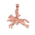 Solid Rose Gold Indian Chief Horse Rider Pendant Necklace