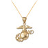 Yellow Gold US Marine Corps Charm Necklace