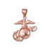 Rose Gold US Marine Corps Womens Charm Necklace