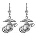 14K White Gold US Marine Corps Leverback Earrings