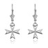14K White Gold Maltese Cross Earrings