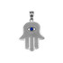White Gold Hamsa Blue CZ Evil Eye Pendant Necklace