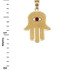 Yellow Gold Hamsa Red CZ Evil Eye Pendant Necklace