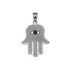 White Gold Hamsa Red CZ Evil Eye Pendant Necklace
