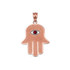 Rose Gold Hamsa Red CZ Evil Eye Pendant Necklace