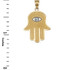 Yellow Gold Hamsa Clear CZ Evil Eye Pendant Necklace