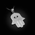 White Gold Hamsa Clear CZ Evil Eye Pendant Necklace