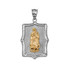 Two-Tone White & Yellow Gold  Virgin Mary DC Pendant Necklace