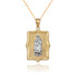 Two-Tone Yellow & White Gold  Virgin Mary DC Pendant Necklace