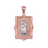 Two-Tone Rose & White Gold  Virgin Mary DC Pendant Necklace