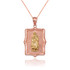 Two-Tone Rose & Yellow Gold  Virgin Mary DC Pendant Necklace