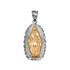 Two-Tone White & Yellow Gold  of Virgin Mary DC Pendant Necklace