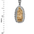Two-Tone White & Yellow Gold Virgin Mary DC Pendant Necklace