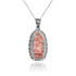Two-Tone White & Rose Gold Virgin Mary DC Pendant Necklace