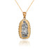 Two-Tone Yellow & White Gold Virgin Mary DC Pendant Necklace