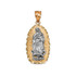 Two-Tone Yellow & White Gold Virgin Mary DC Pendant Necklace