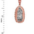 Two-Tone Rose & White Gold Virgin Mary DC Pendant Necklace