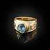 Yellow Gold Pisces Zodiac Sign March Birthstone Aqua CZ Ring