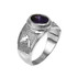White Gold Aquarius Zodiac Sign February Birthstone Purple CZ Ring