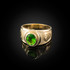Yellow Gold Leo Zodiac Sign August Birthstone Green CZ Ring