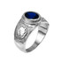White Gold Virgo Zodiac Sign September Birthstone Blue CZ Ring