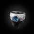 White Gold Sagittarius Zodiac Sign December Birthstone Blue CZ Ring