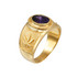 Yellow Gold Marijuana Weed Leaf CZ Birthstone Ring