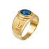 Yellow Gold Marijuana Weed Leaf CZ Birthstone Ring