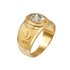 Yellow Gold Marijuana Weed Leaf CZ Birthstone Ring