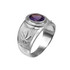 White Gold Marijuana Weed Leaf CZ Birthstone Ring
