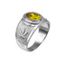 White Gold Marijuana Weed Leaf CZ Birthstone Ring