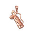 Polished Rose Gold Golf Bag Pendant Necklace