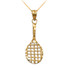 Yellow Gold Tennis Racket DC Pendant Necklace