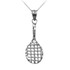White Gold Tennis Racket DC Pendant Necklace