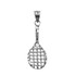 White Gold Tennis Racket DC Pendant Necklace