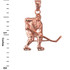 Rose Gold Ice Hockey Player Pendant Necklace