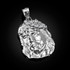White Gold Jesus Face CZ Pendant (S/L)