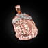 Rose Gold Jesus Face CZ Pendant (S/L)