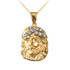Yellow Gold Jesus Face CZ Charm Necklace