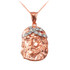 Rose Gold Jesus Face CZ Charm Necklace