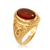 Yellow Gold Celtic Trinity Red Onyx Gemstone Ring