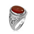 White Gold Celtic Trinity Red Onyx Gemstone Ring